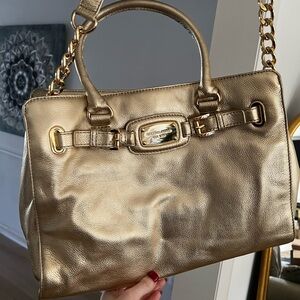 Perfect Michael kors gold hamilton leather east west purse